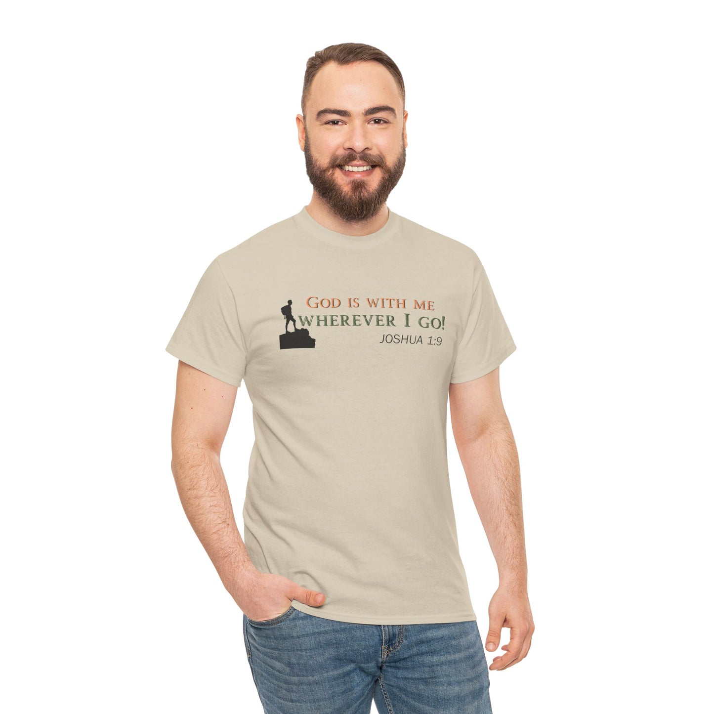 Joshua 1:9 Christian T‑Shirt – "God Is With Me Wherever I Go" Faith Tee