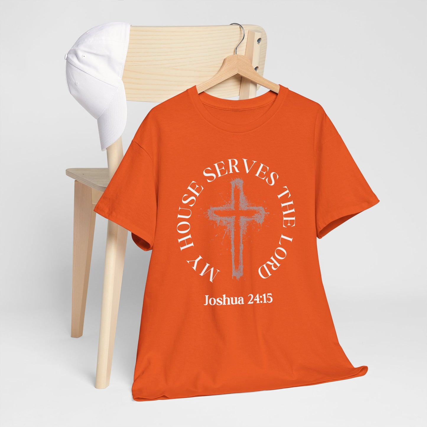 Christian T-Shirt — "As for Me and My House" Joshua 24:15 Cross Tee