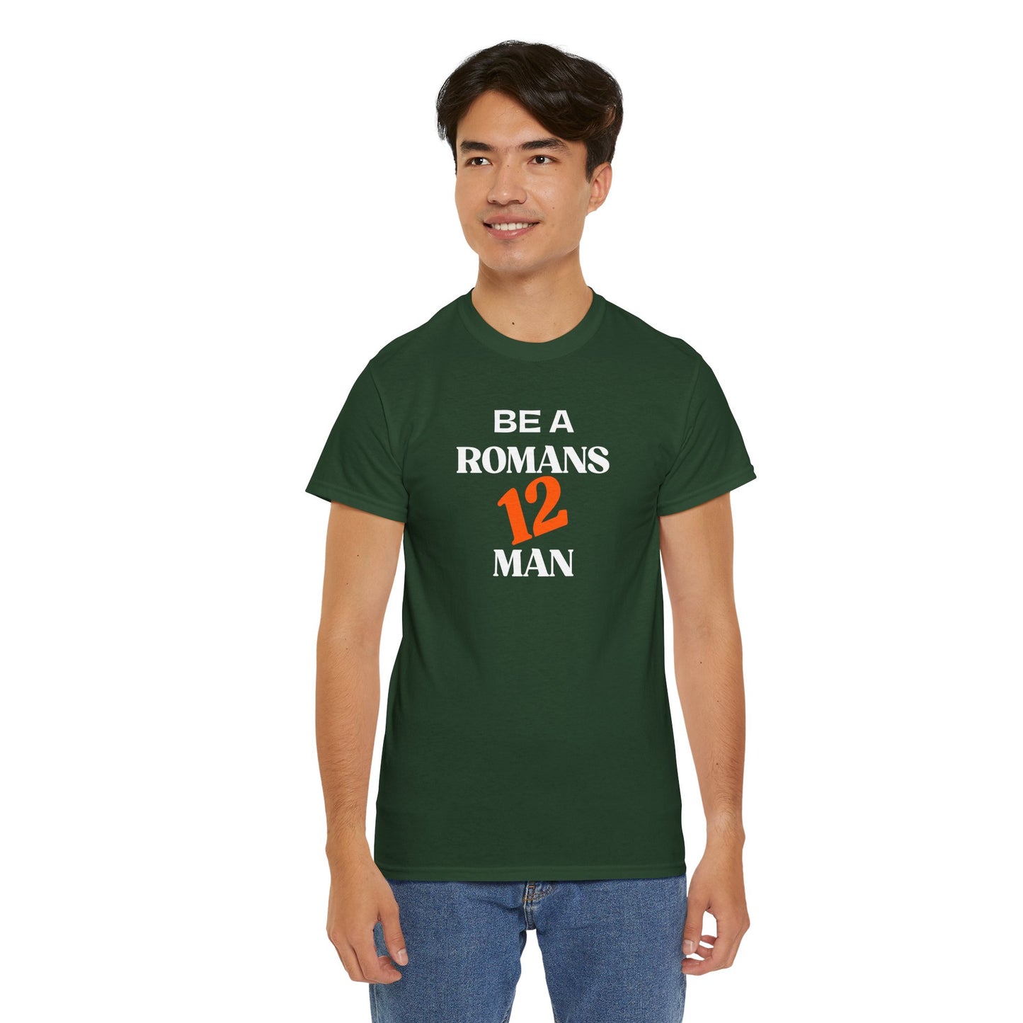 Romans 12 Man T-Shirt — "Be a Romans 12 Man" Inspirational Christian Tee
