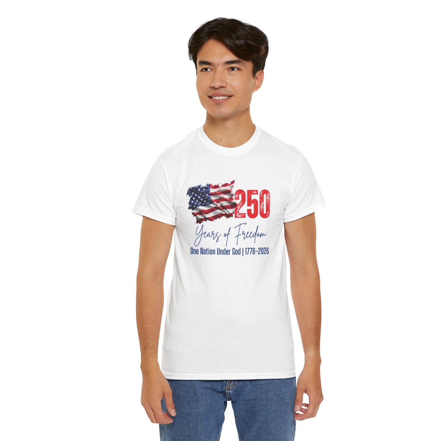 250 Years of Freedom T-Shirt – American Flag “One Nation Under God | 1776–2026”