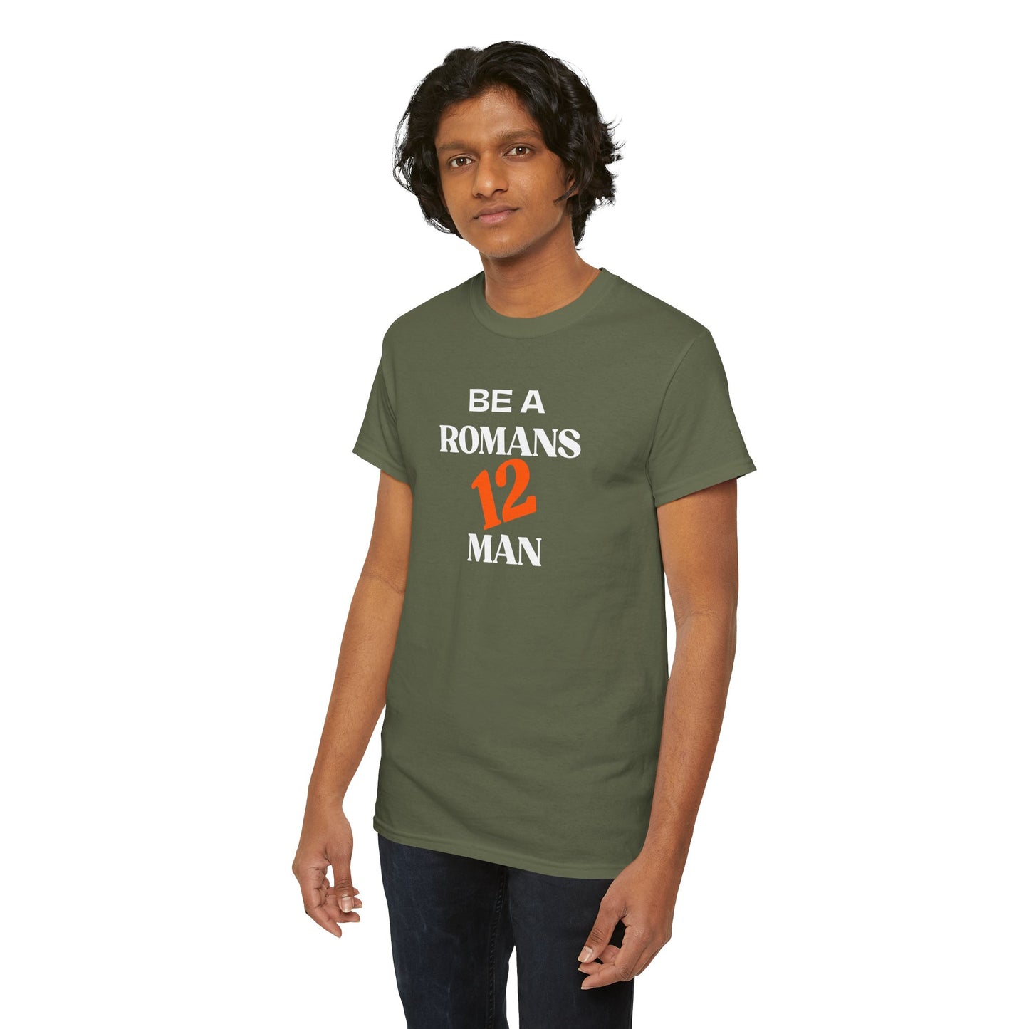 Romans 12 Man T-Shirt — "Be a Romans 12 Man" Inspirational Christian Tee