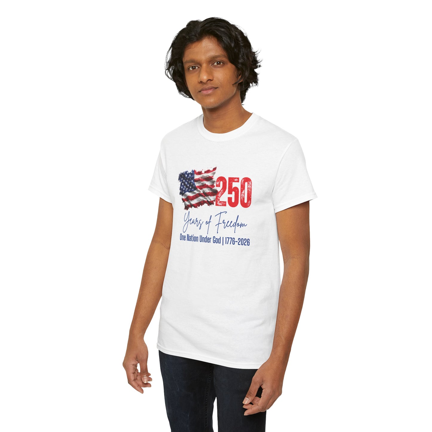 250 Years of Freedom T-Shirt – American Flag “One Nation Under God | 1776–2026”