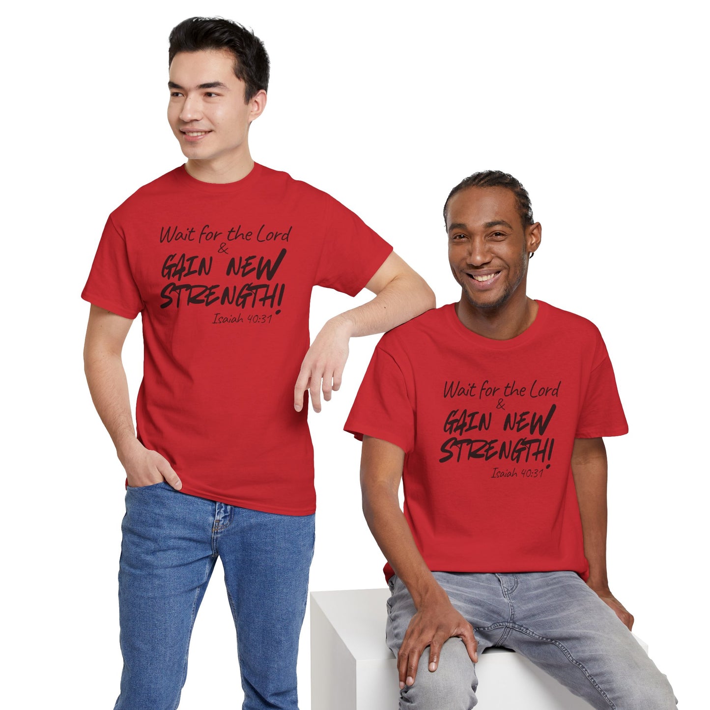 Wait for the Lord Tee – "Gain New Strength" Christian Scripture T-Shirt (Isaiah 40:31)