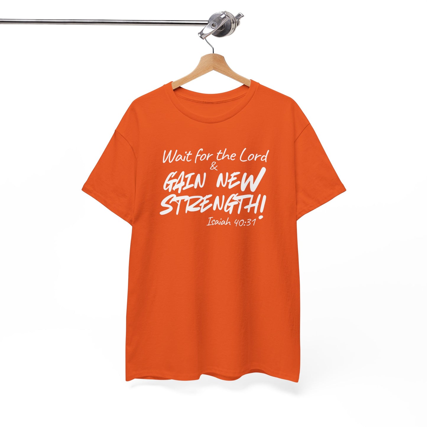 Faith T-Shirt — "Wait for the Lord & Gain New Strength" Isaiah 40:31 Christian Tee