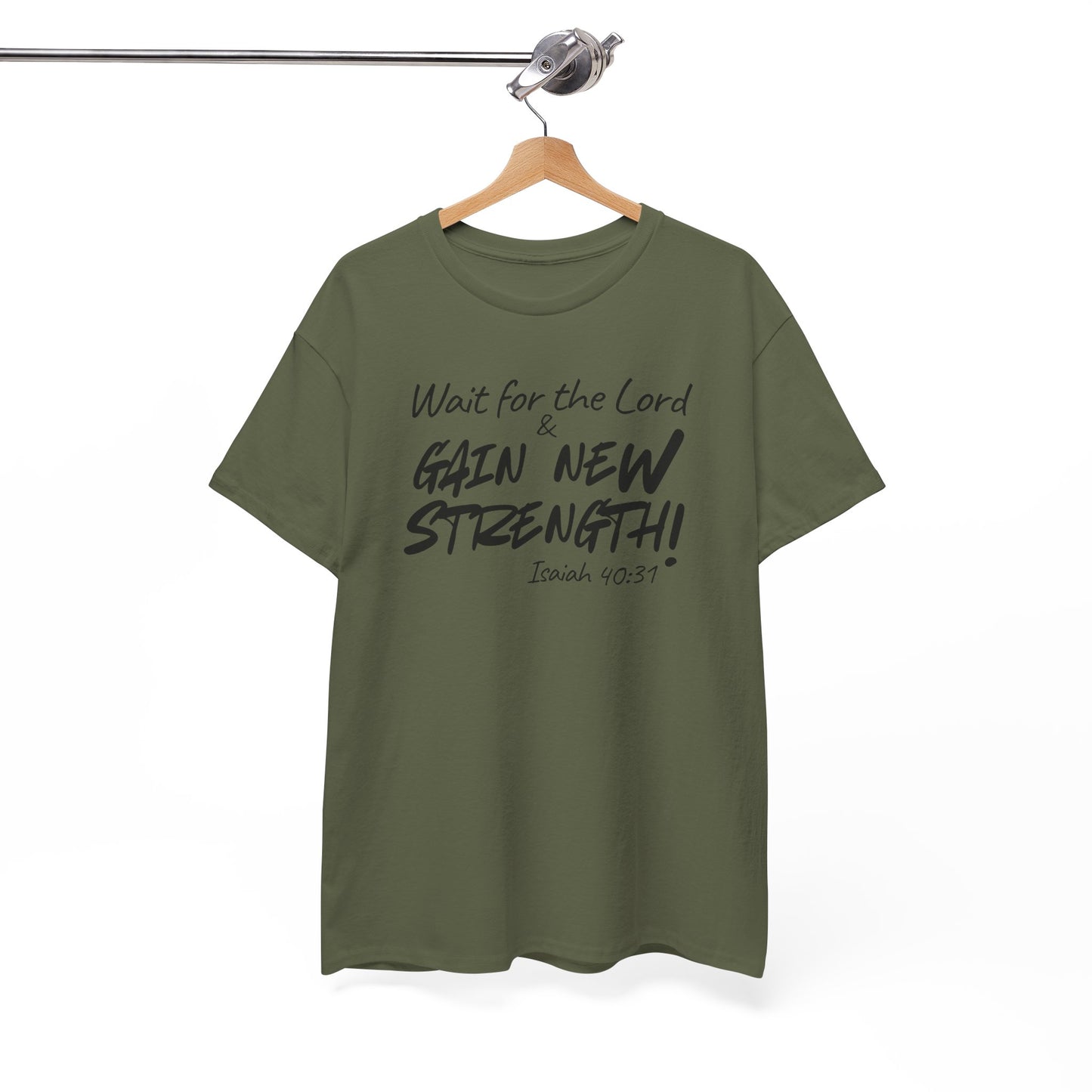 Wait for the Lord Tee – "Gain New Strength" Christian Scripture T-Shirt (Isaiah 40:31)