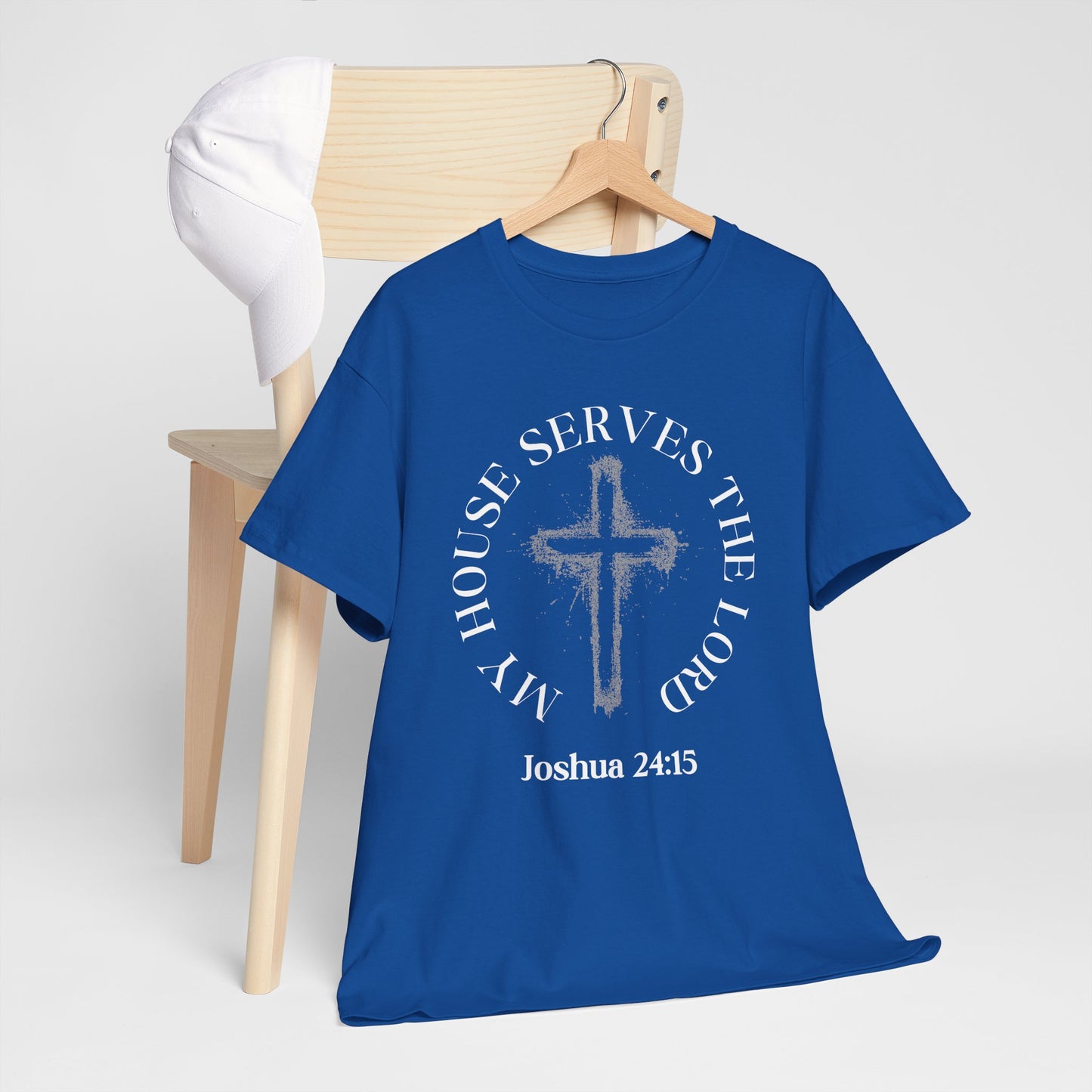 Christian T-Shirt — "As for Me and My House" Joshua 24:15 Cross Tee