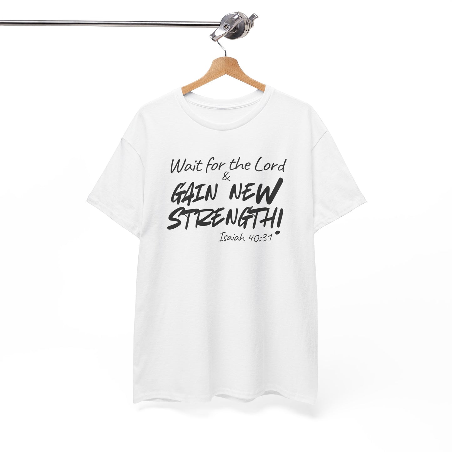 Wait for the Lord Tee – "Gain New Strength" Christian Scripture T-Shirt (Isaiah 40:31)
