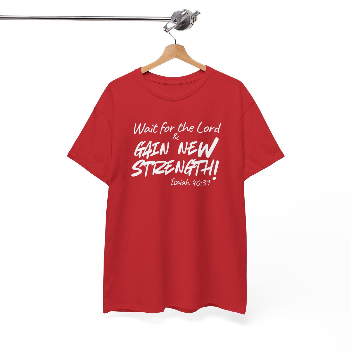 Faith T-Shirt — "Wait for the Lord & Gain New Strength" Isaiah 40:31 Christian Tee