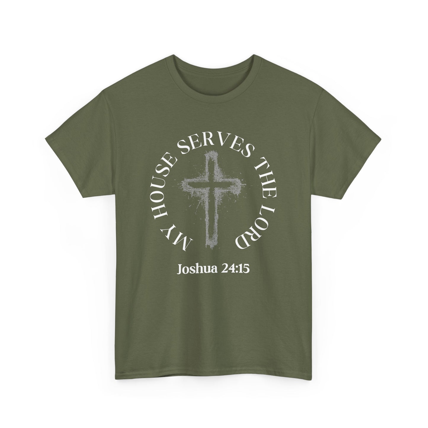 Christian T-Shirt — "As for Me and My House" Joshua 24:15 Cross Tee