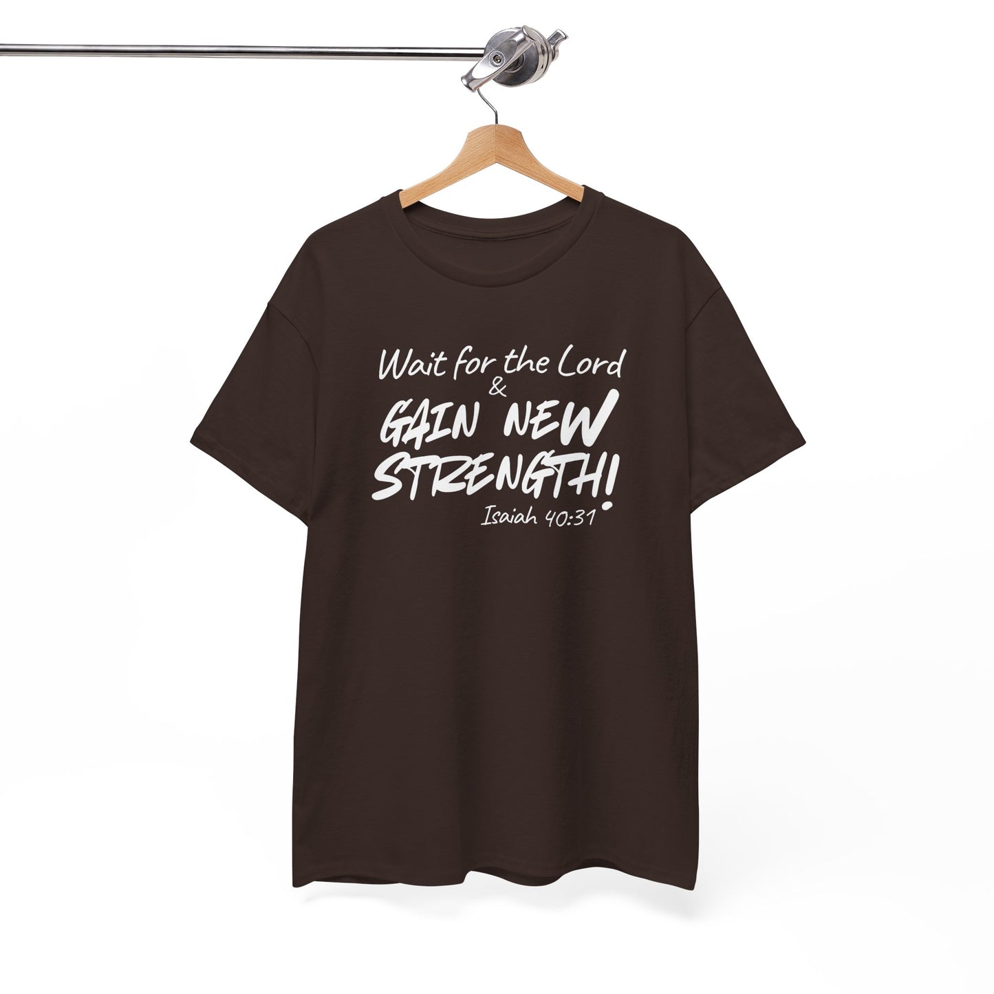 Faith T-Shirt — "Wait for the Lord & Gain New Strength" Isaiah 40:31 Christian Tee