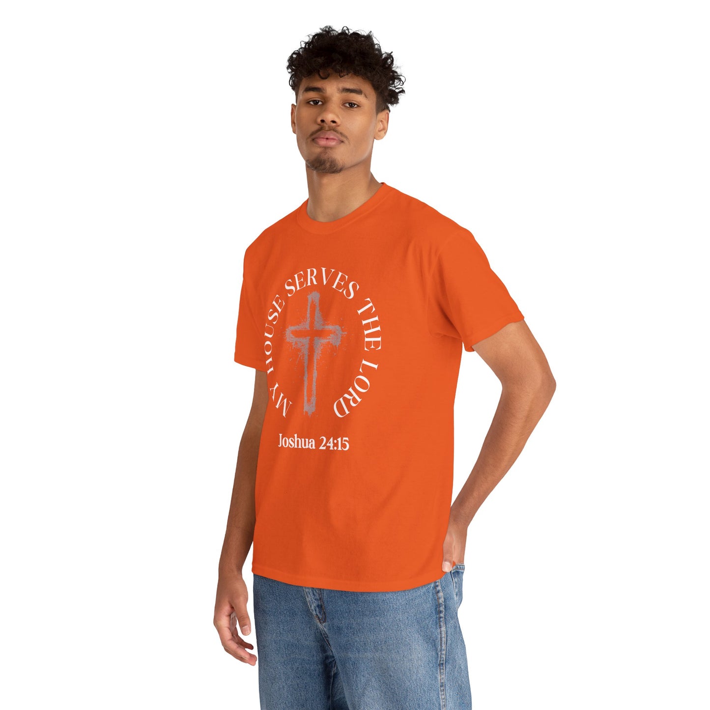 Christian T-Shirt — "As for Me and My House" Joshua 24:15 Cross Tee