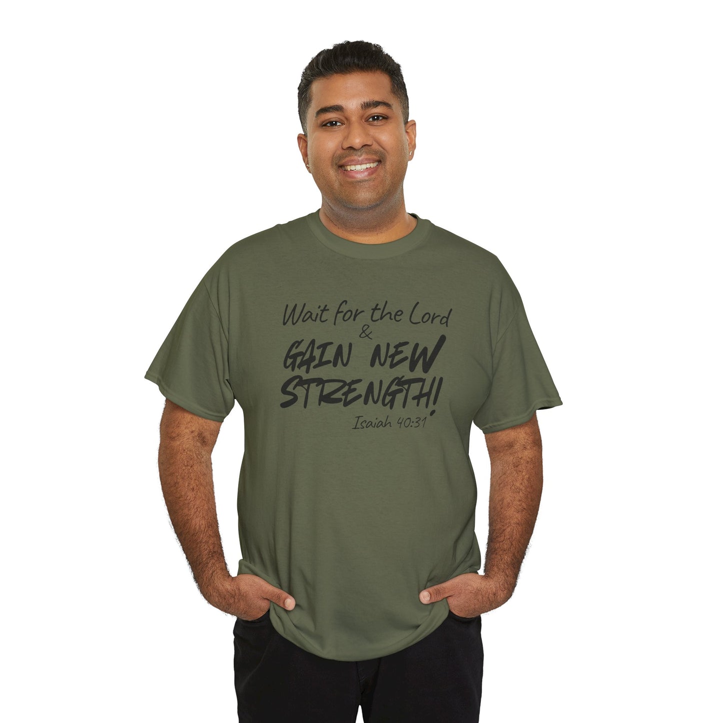 Wait for the Lord Tee – "Gain New Strength" Christian Scripture T-Shirt (Isaiah 40:31)