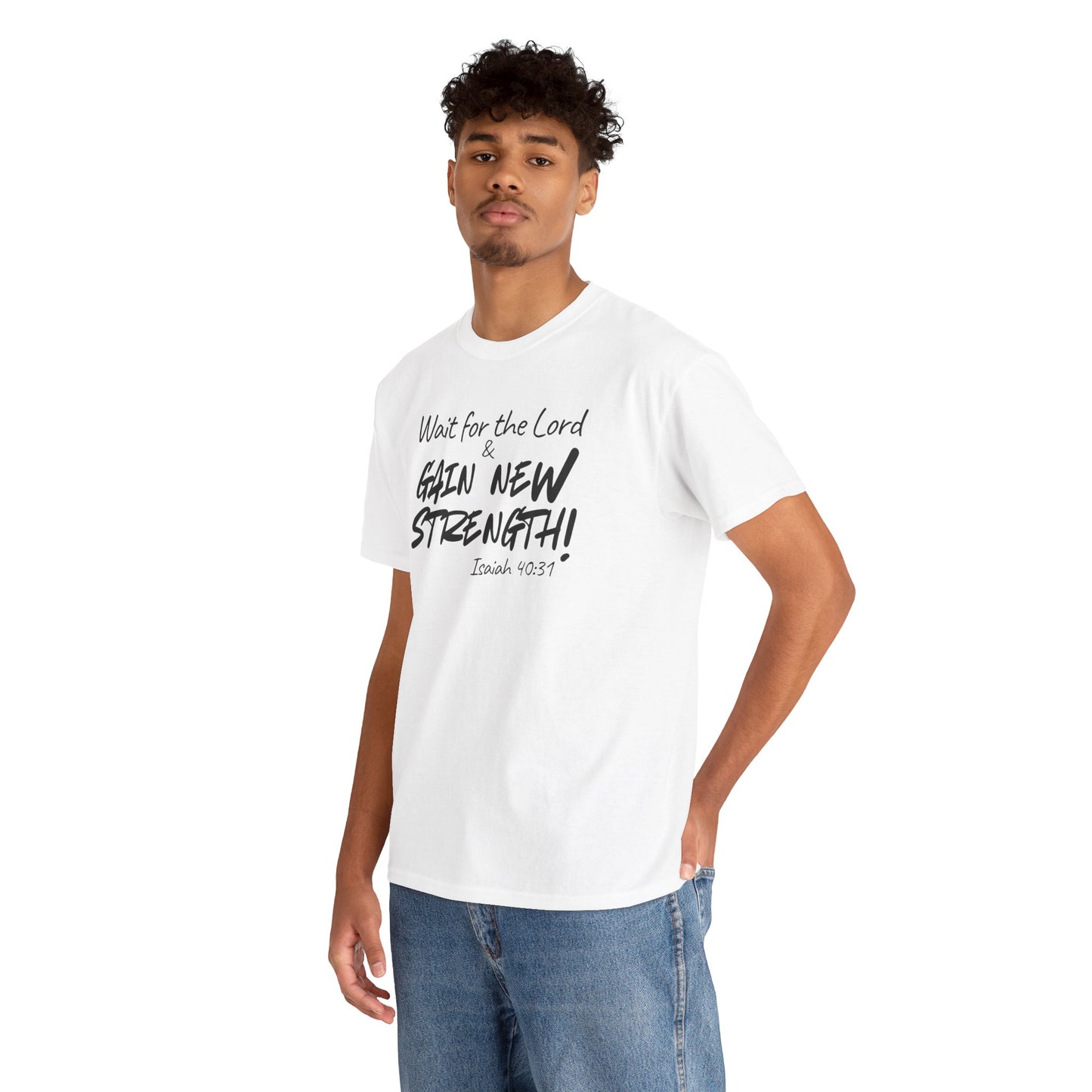 Wait for the Lord Tee – "Gain New Strength" Christian Scripture T-Shirt (Isaiah 40:31)