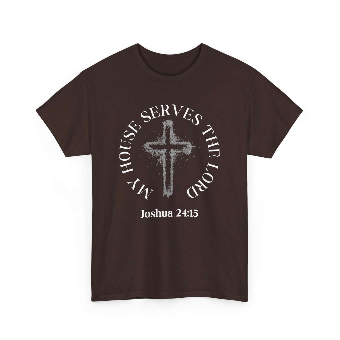Christian T-Shirt — "As for Me and My House" Joshua 24:15 Cross Tee