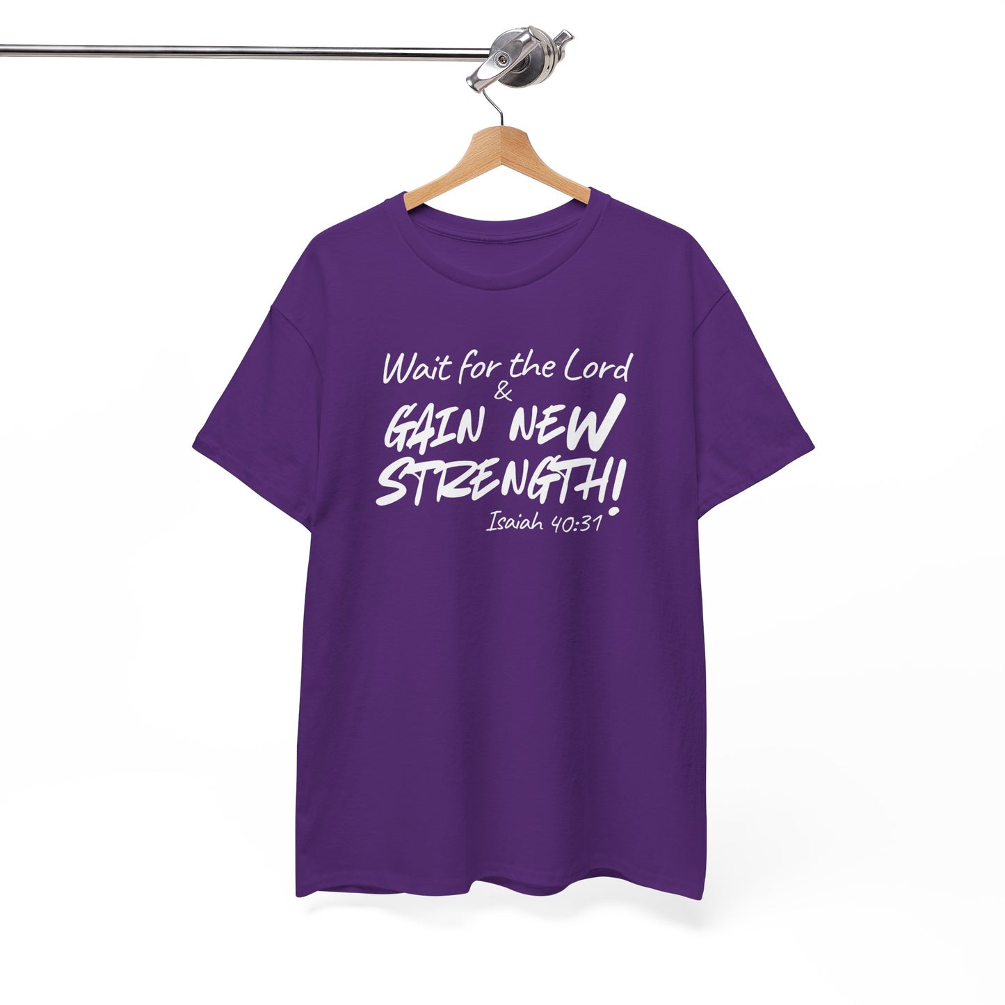 Faith T-Shirt — "Wait for the Lord & Gain New Strength" Isaiah 40:31 Christian Tee