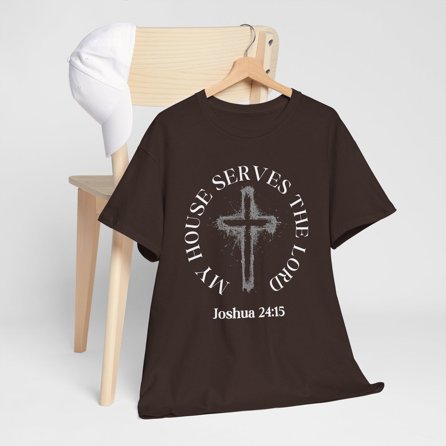 Christian T-Shirt — "As for Me and My House" Joshua 24:15 Cross Tee
