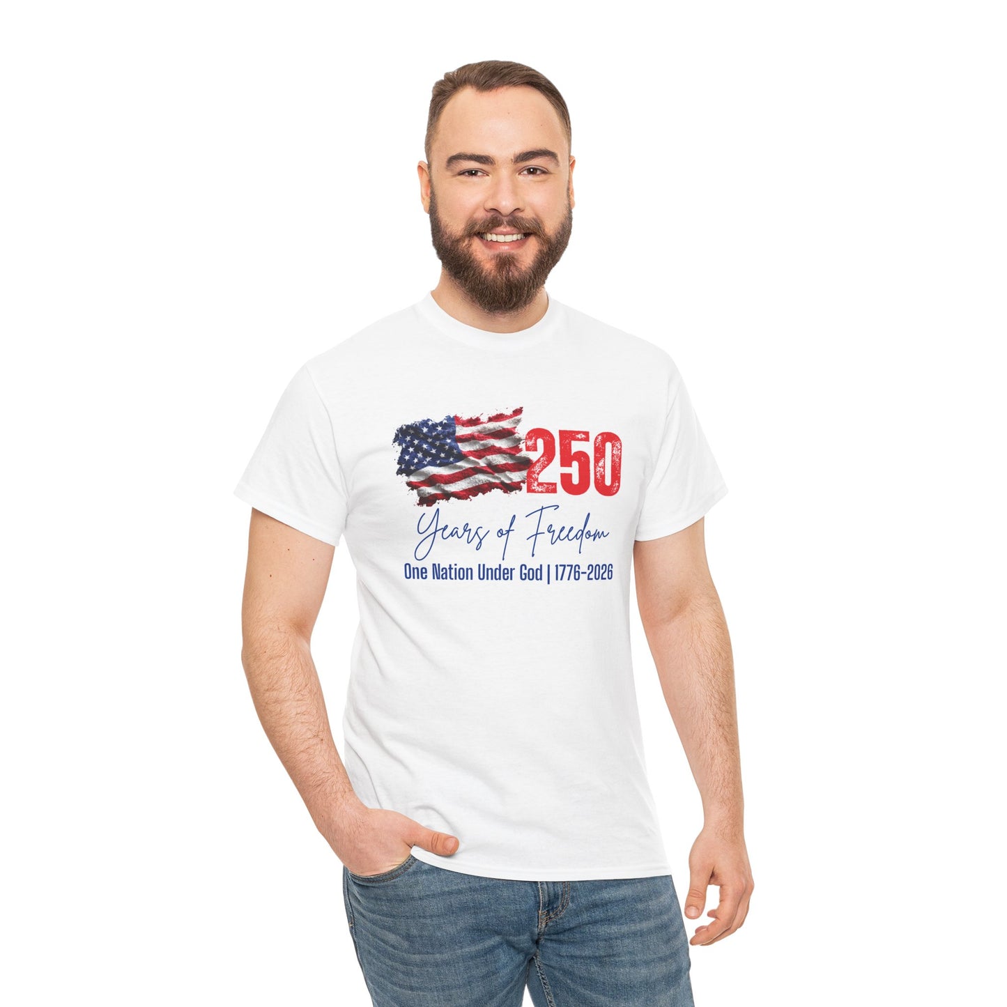 250 Years of Freedom T-Shirt – American Flag “One Nation Under God | 1776–2026”